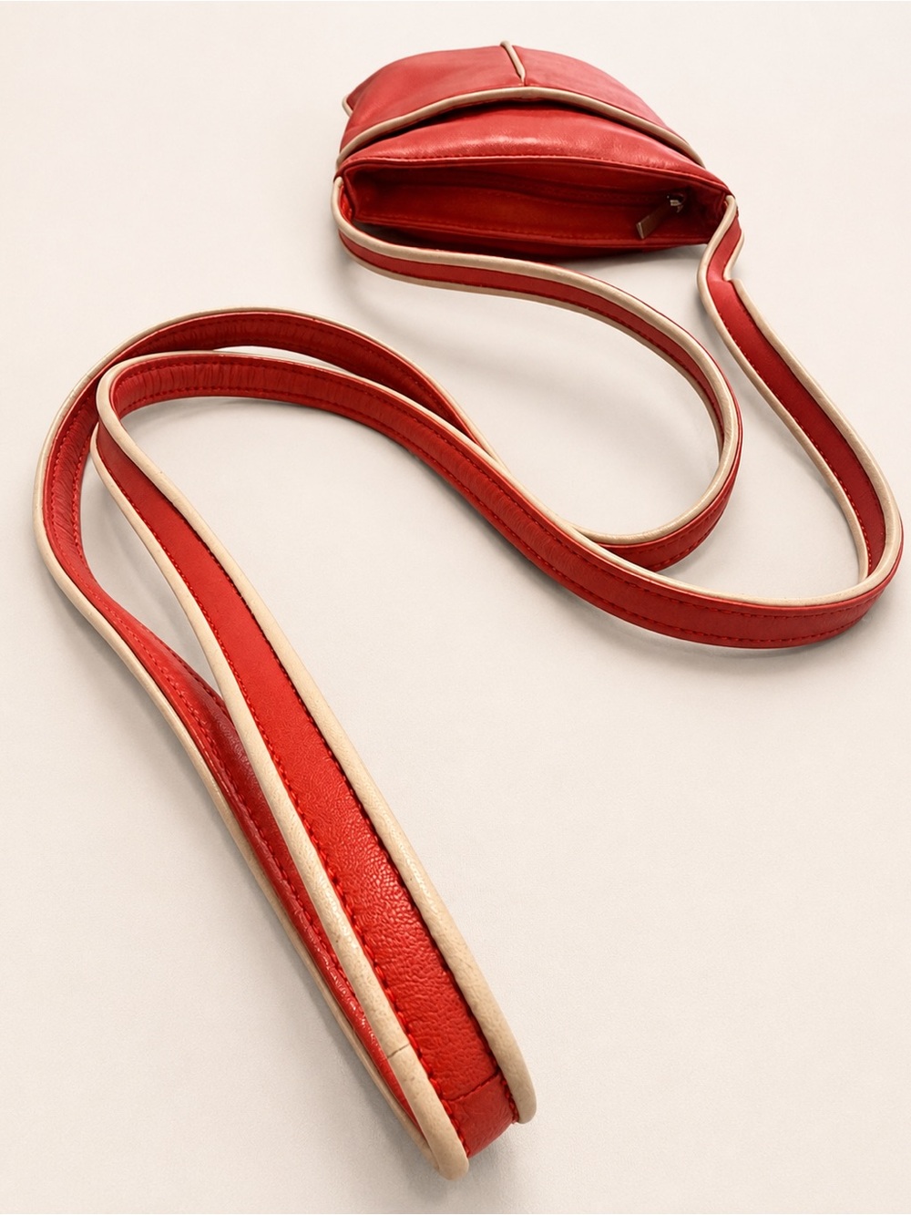 Loewe Vintage Red Leather Crossbody Shoulder Bag Cream Trim Spain - Picture 7 of 12